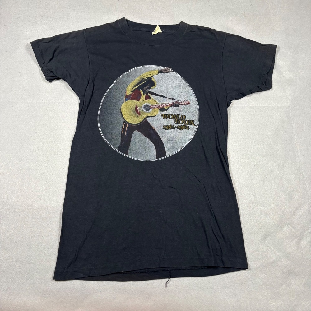 Vintage 1981 Neil Diamond World Tour T Shirt Screen Stars Black Large Single Sti